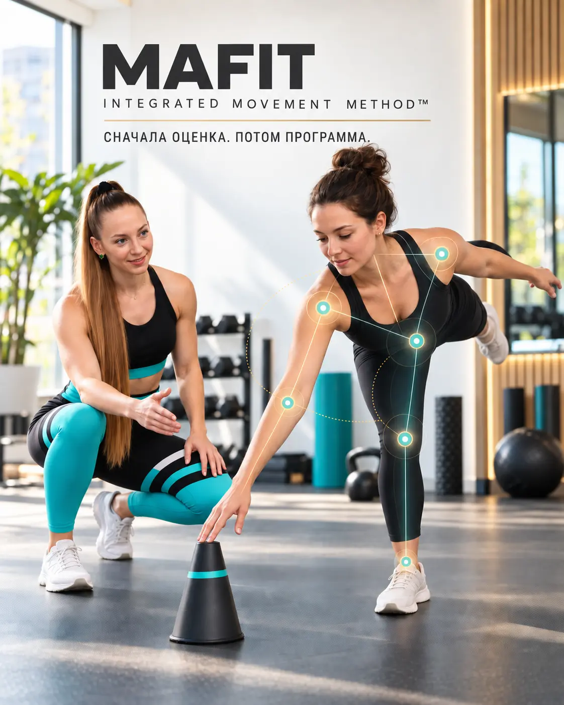 Reklamní banner MAFIT Integrated Movement Method: Nejdříve posouzení, potom program — světlá verze