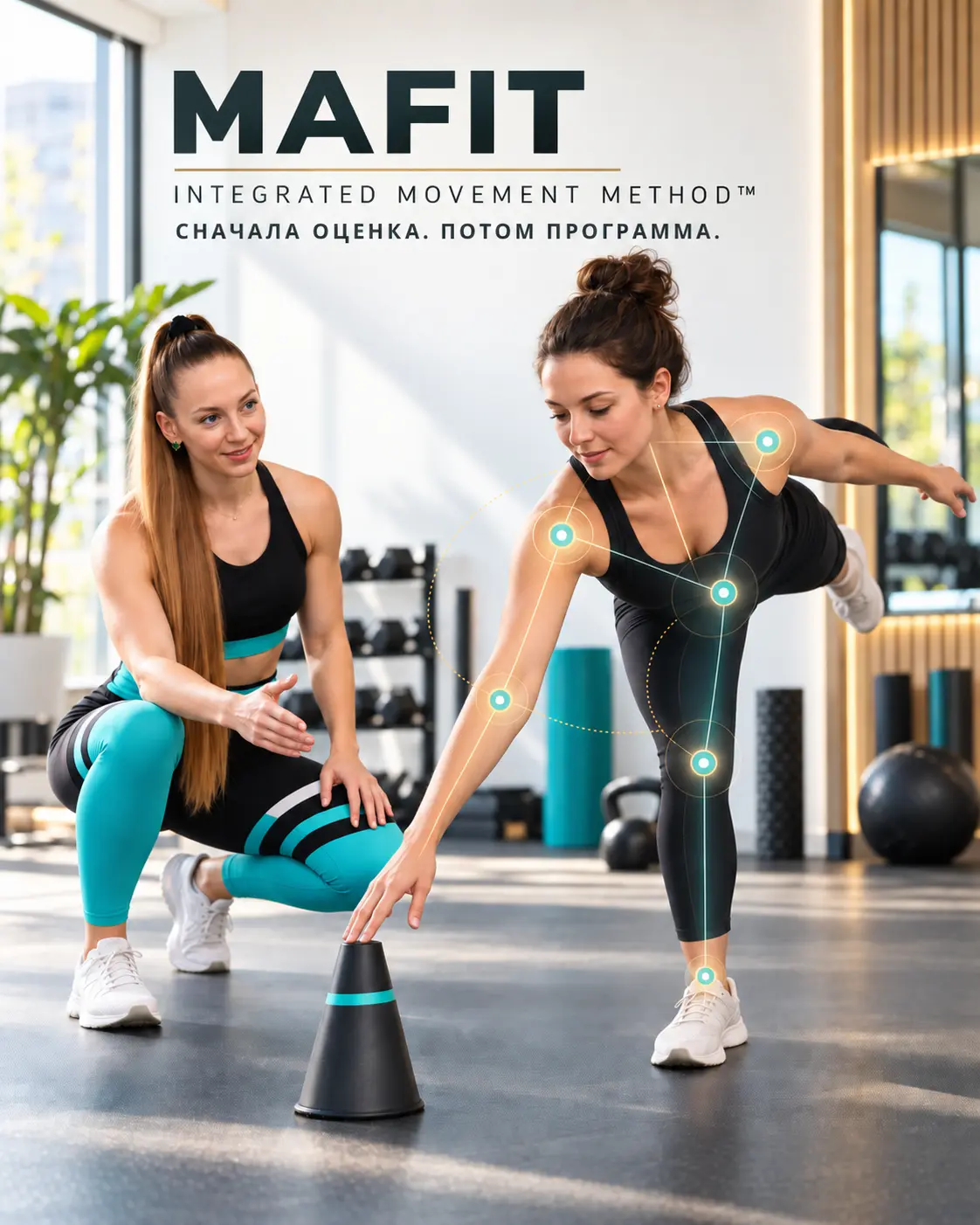 Reklamní banner MAFIT Integrated Movement Method: Nejdříve posouzení, potom program — značková verze